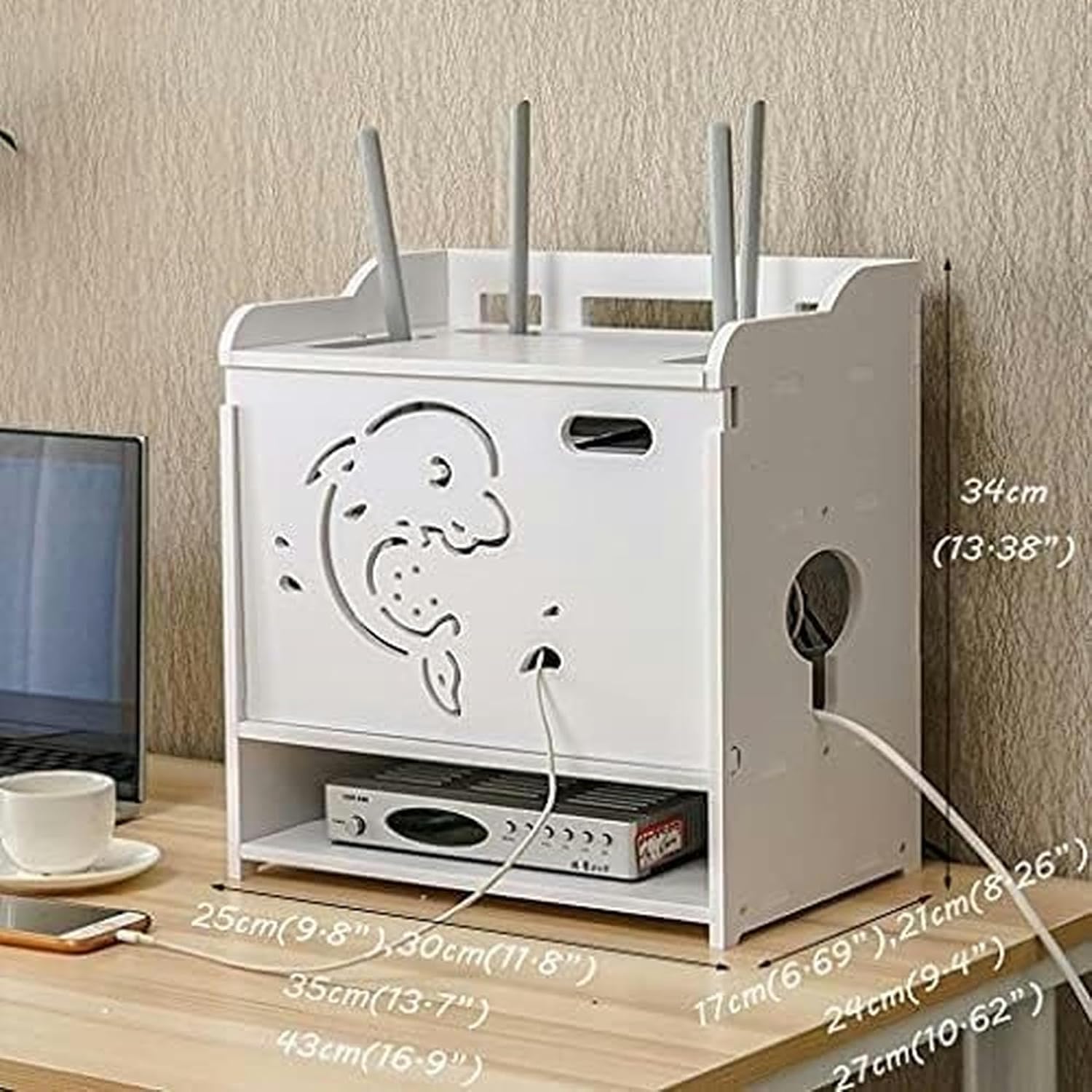 Router Storage Box,Router Storage Box WiFi Router Bracket Set-top 3 Tiers Set-top Box Supports Home and Office WiFi Router Adjustable Cable Box Games Consoles, TV Accessories Stands (Color :