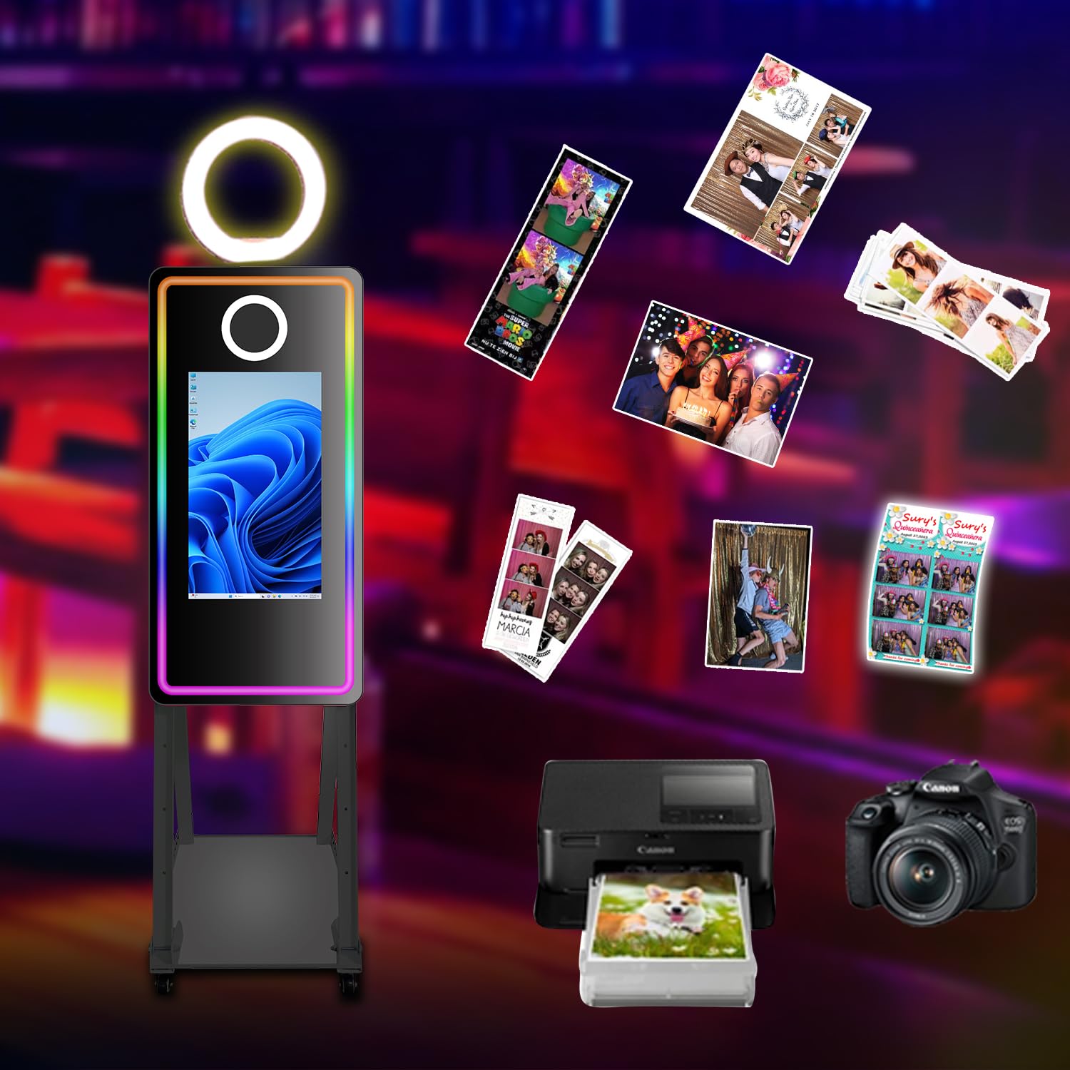 Specchio Magico Cabina Fotografica, Schermo Touch 21,5 Pollici Macchina per Selfie con Flight Case, per Noleggio Eventi Matrimoni Feste (Black, 40in photo booth)