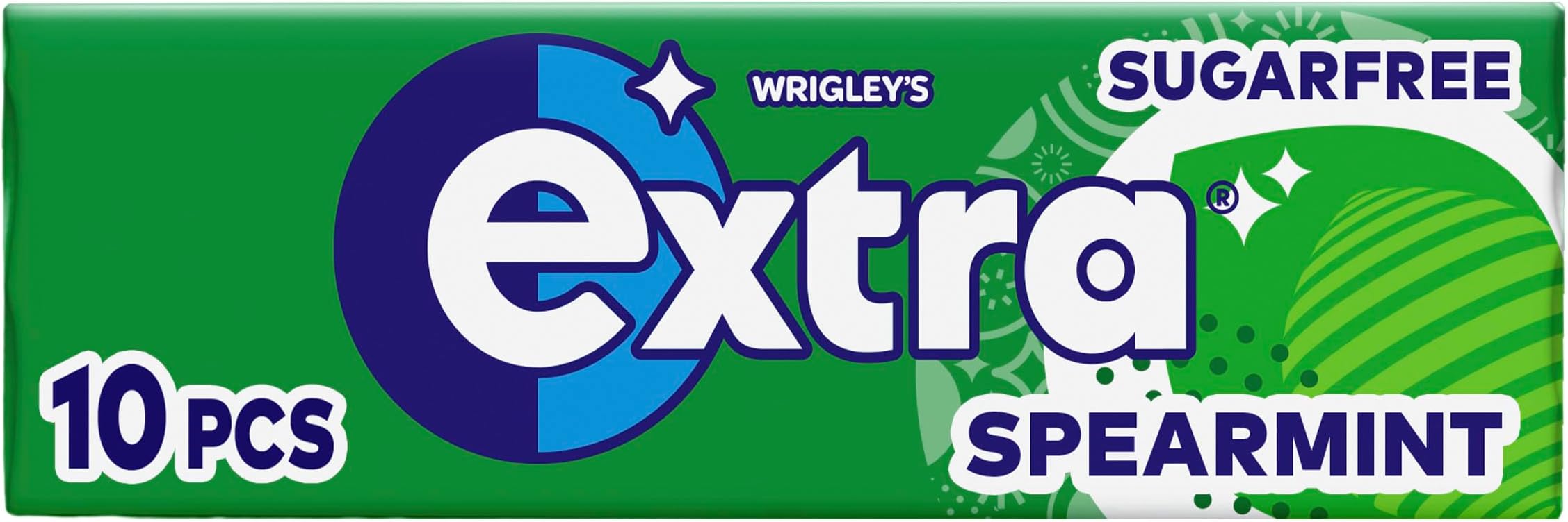 Wrigley's Extra Chewing Gum, Spearmint Flavour, 30 Packs of 10 Pieces, Sugar Free Chewing Gum Bulk Pack with Xylitol (300 pieces)