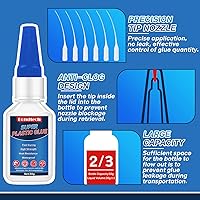 Vista 5 de Pegamento de plástico de 1.06 oz, súper pegamento para plástico, adhesivo transparente fuerte para miniaturas, modelo, PLA, impresión 3D, acrílico