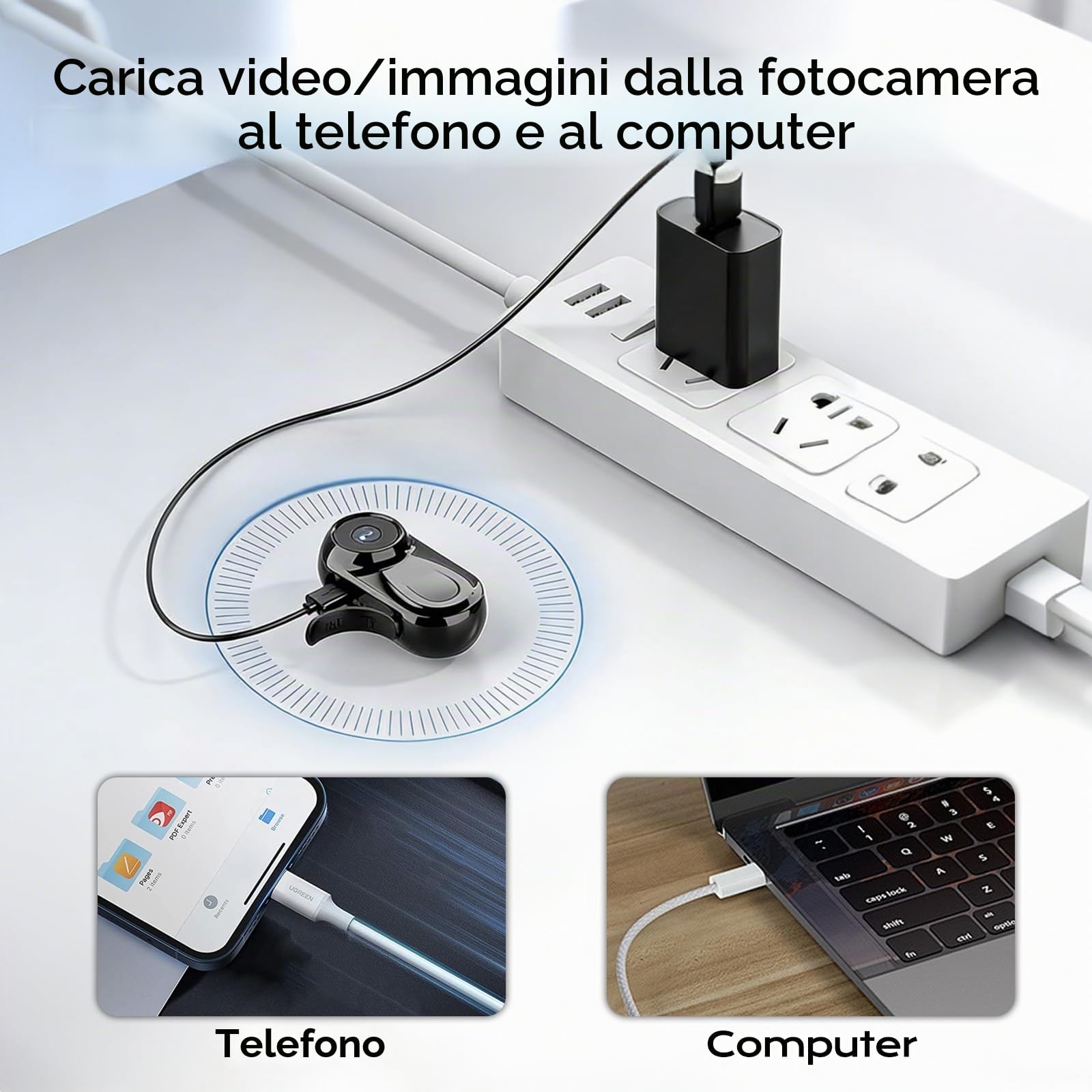 Mini Action Cam 1080P, Action Camera, fotocamera portatile con clip girevole a 360° e clip magnetica, mini K-Amera, piccola telecamera per il corpo, telecamera di sorveglianza per viaggi