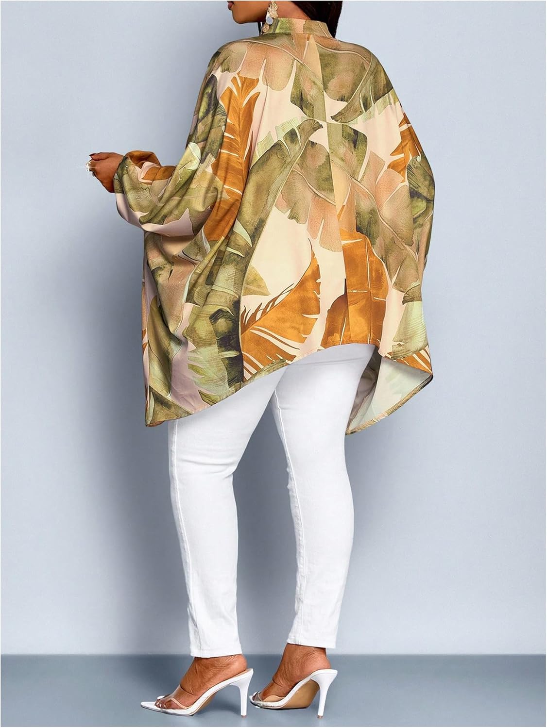 Women's Plus Size Tropical Print Blouses Boho Long Sleeve Button Down Oversized Vacation Tops - Image 2