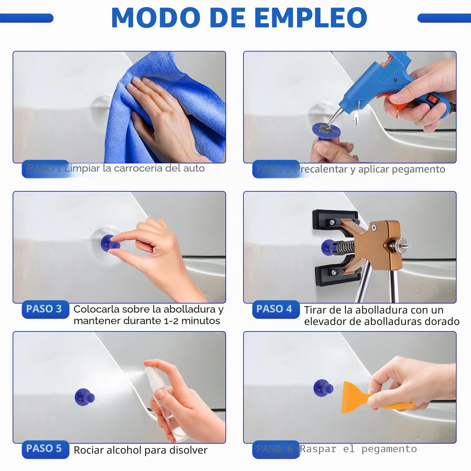 KAOLALI Kit de Extractor de Abolladuras de Coche, 70 Piezas sin Pintura con Ventosa y Martillo Deslizante en T, Eliminador de Abolladuras de Carrocería Kit, para Reparación de Abolladuras de Coche