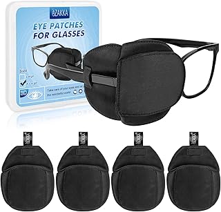 Eye Patches for Adults Kids Left Right Eye, 4 Pcs Medical Eye Patch for Glasses Silk Eyepatch for Lazy Eye Amblyopia Strabismus and After Surgery, X-Large, Black