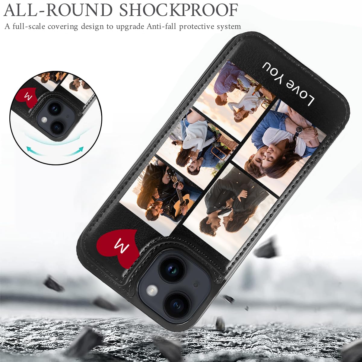 Personalized Picture Flip Leather Wallet Case for Apple iPhone 17 Pro Max Air 16 15 14 13 12 11 Plus Mini XS XR X SE 2022 2020 8 7 with Card