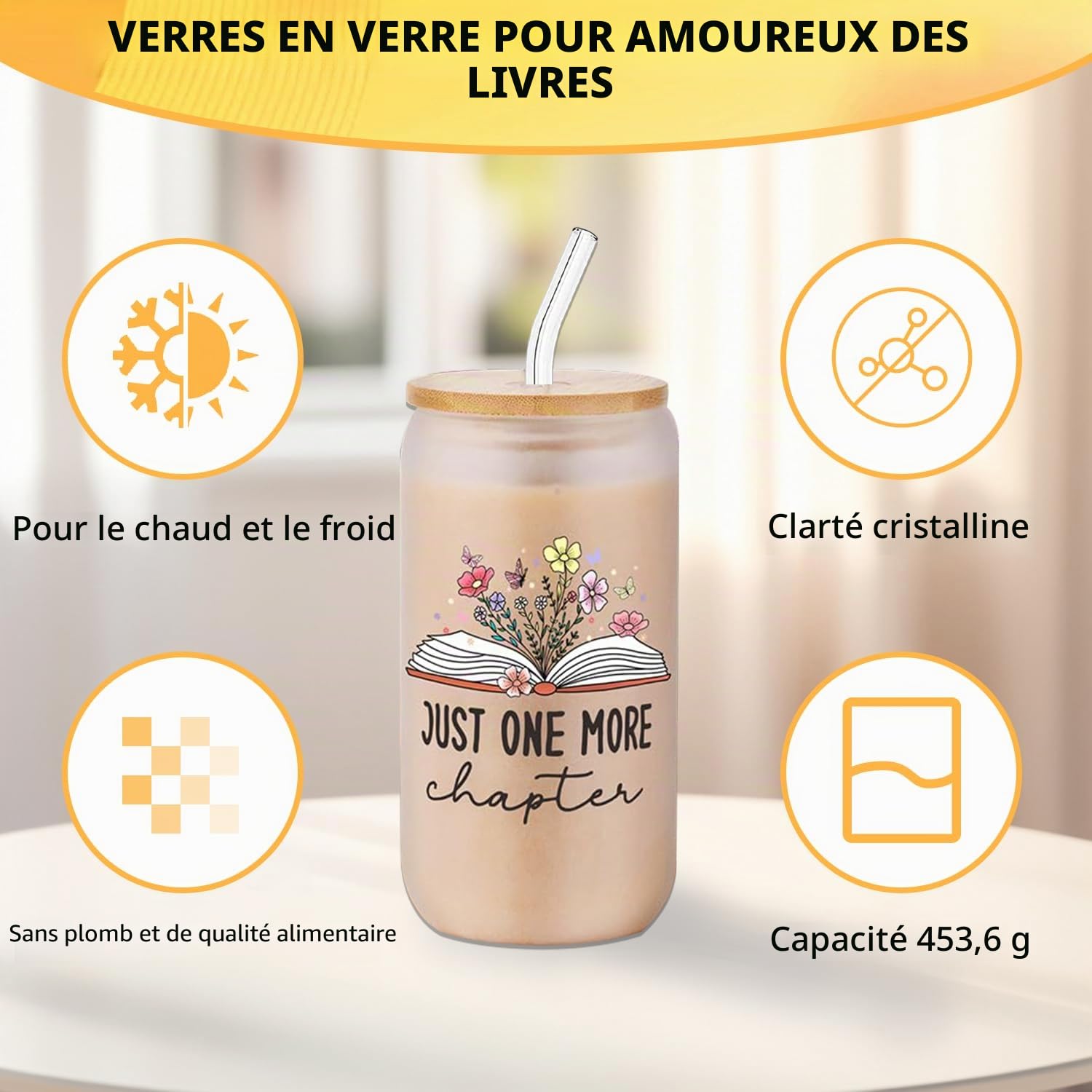 Onperpoe Cadeau d'anniversaire pour les amateurs de livres avec sacs fourre-tout, sacs cosmétiques, bouteilles en verre, bibliothécaire, bibliothécaire, cadeau pour lecteurs, enseignants, étudiants