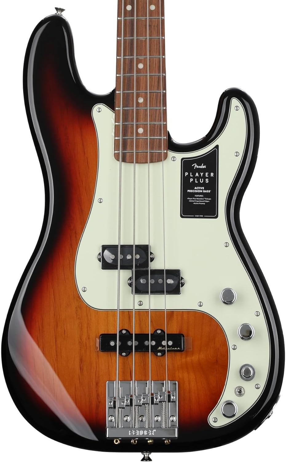 Fender Player Plus Precision Bass, 3-Color Sunburst, Pau Ferro Fingerboard