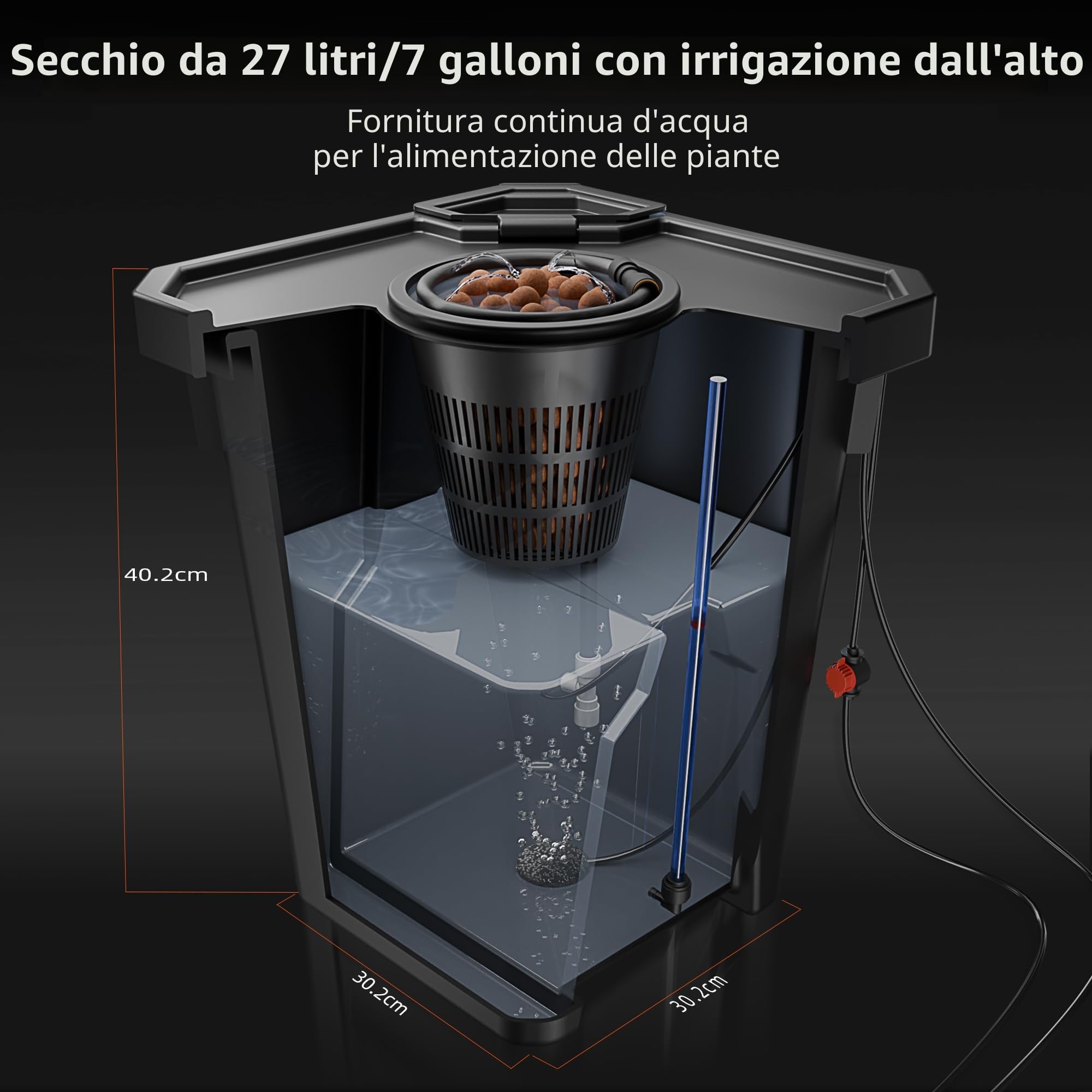 SPIDER FARMER DWC Sistema di Coltivazione idroponica con Coltura ad Acqua Profonda da 27 Litri/7 galloni, Nuovo Design del Coperchio Triangolare, Pompa d'Aria da 8W, 2 Secchi