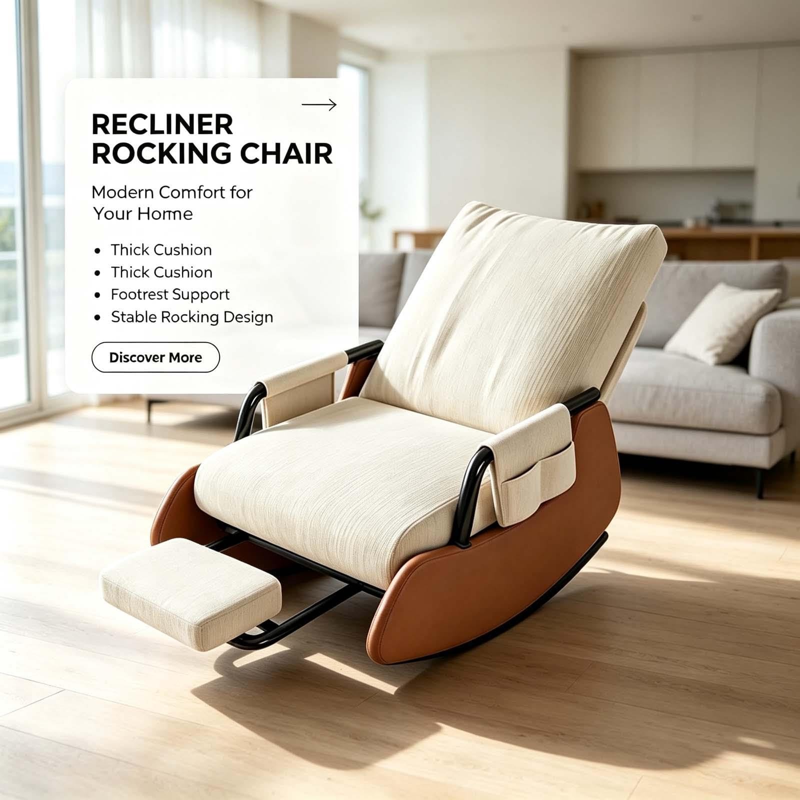 Fauteuil à bascule avec repose-pieds, fauteuil inclinable ergonomique