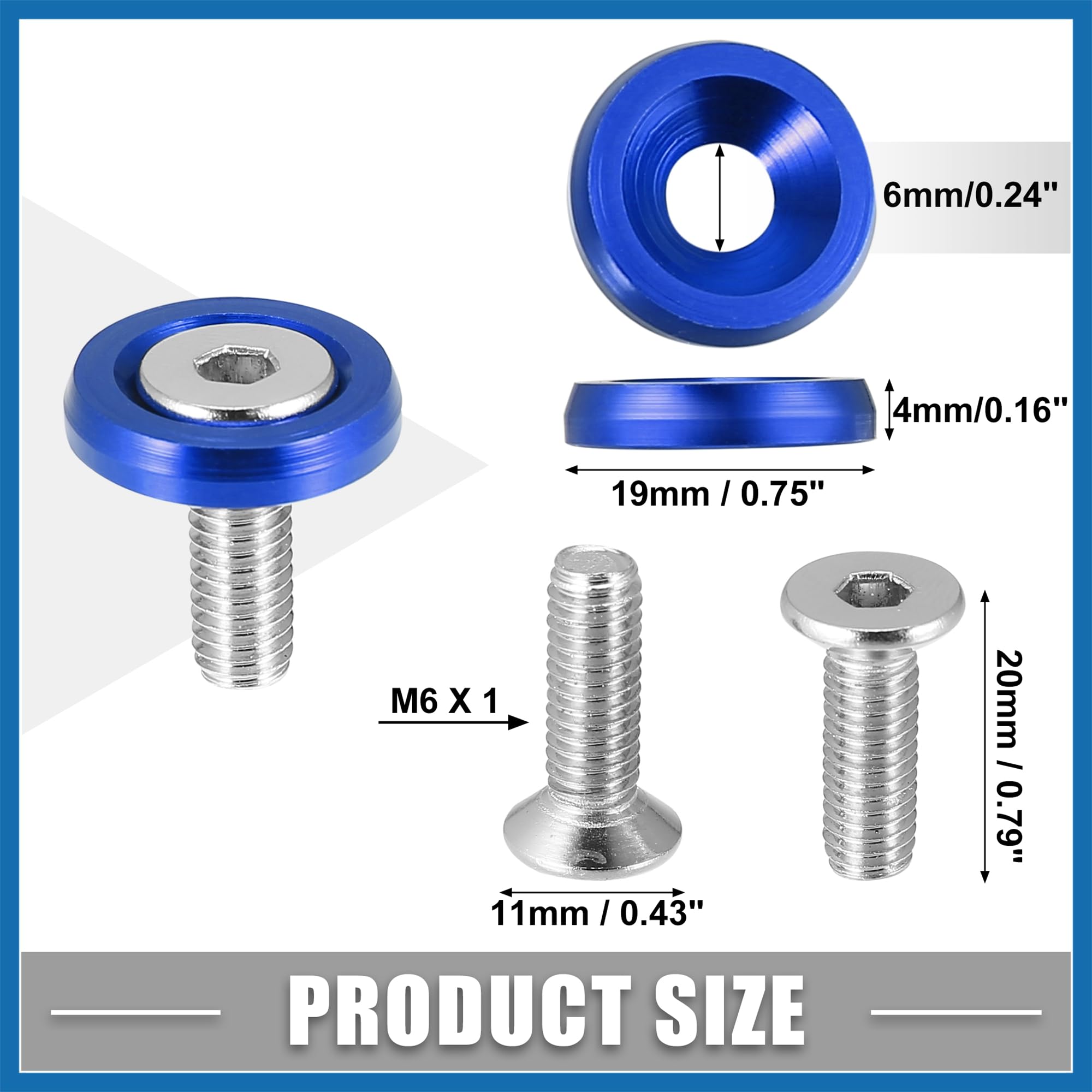 A ABSOPRO Auto Paraurti Paraurti Rondella Bullone Motore Bay Vestito Su Kit Blu Sostituzione dell'articolo