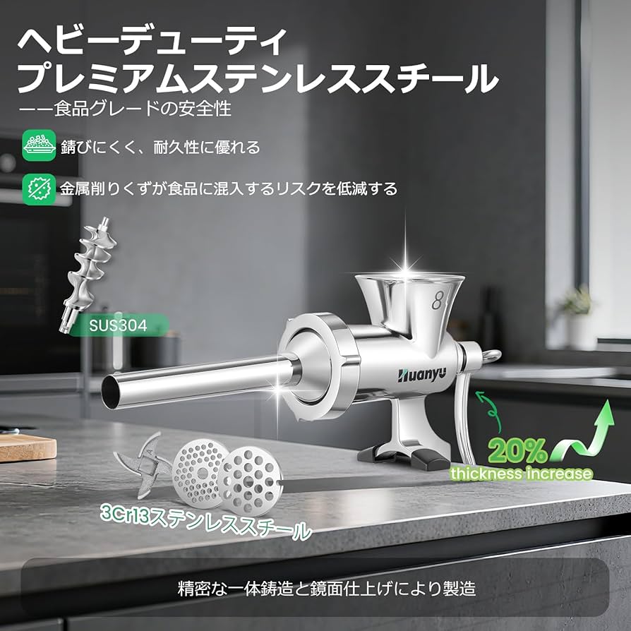 Amazon.co.jp: Huanyu ミンチ機 手動式ミンサー 小型ミートチョッパー