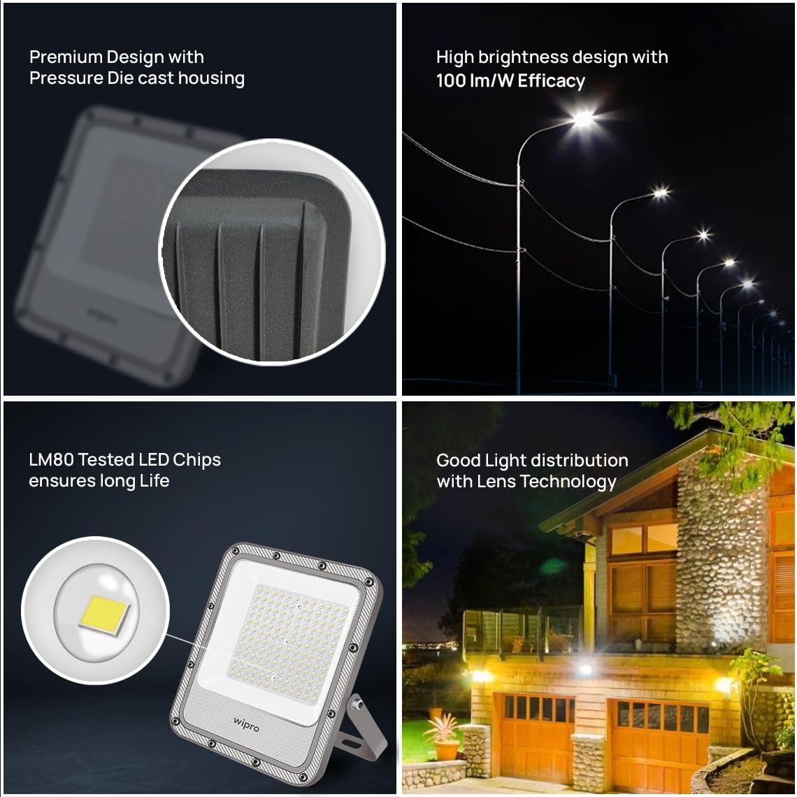 Wipro 100W LED Flood Light - Waterproof Outdoor -2