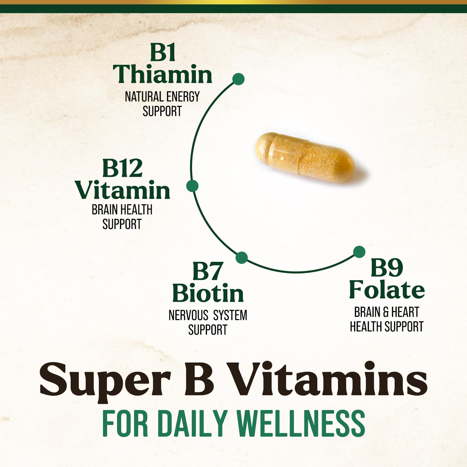 B Complex Vitamin - Super B Vitamins with Vitamin C & Folic Acid for Cellular Energy & Immune Support - Vitamin B Supplement With B1, B2, B3, B6 & B12 for Women & Men, Bottled in USA - 60 Capsules — Amazon image 3