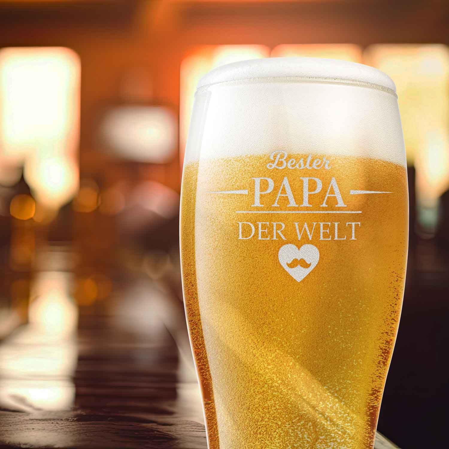 Bicchiere Da Birra In Vetro Con Incisione - 'Miglior Papà Del Mondo' In Tedesco, 0.5L, Leonardo, Regalo Per Papà E Appassionati Birra