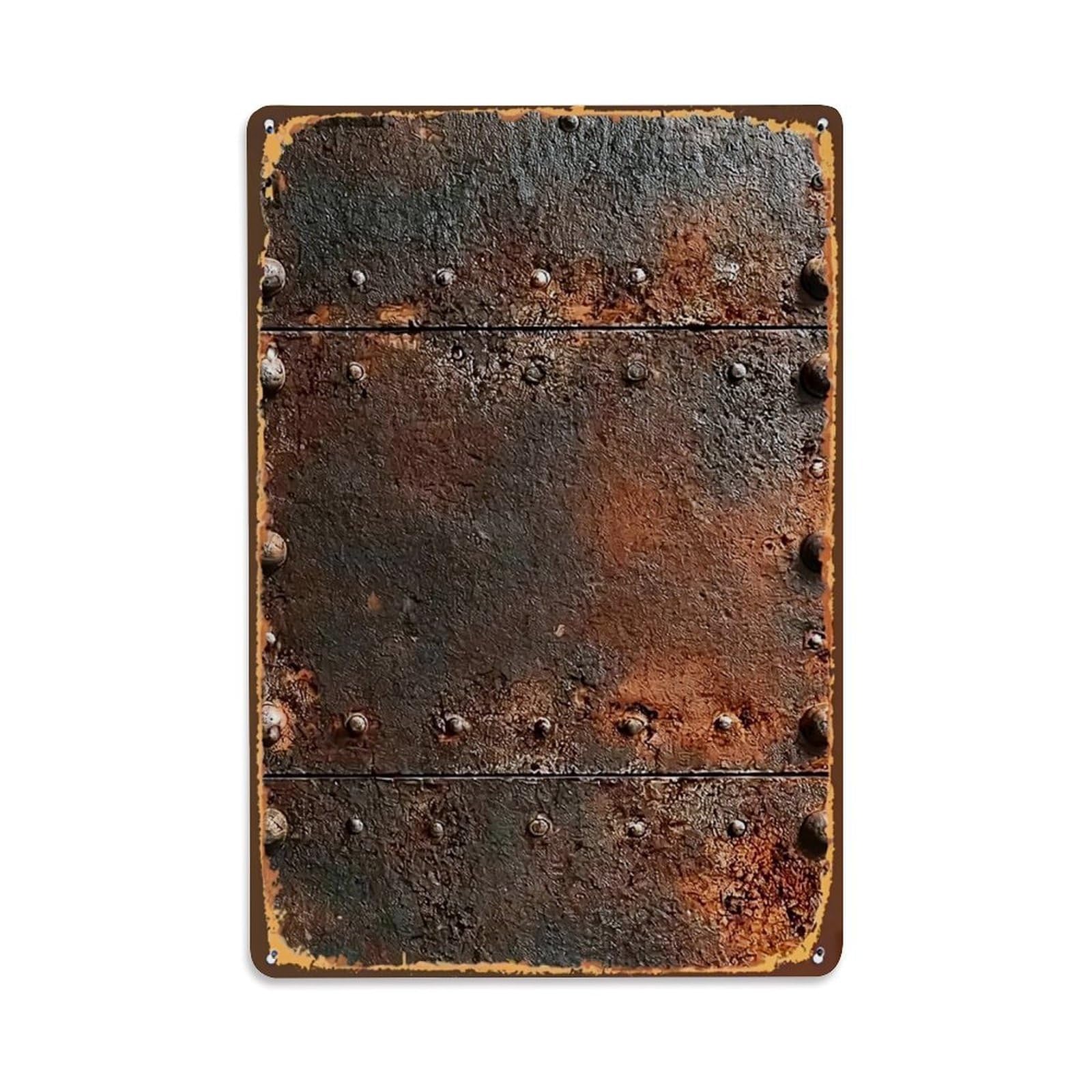 Nestemfo Vintage Rusty Metal Plate With Rivets Tin Sign Metal Sign, Living Room,Bar, Home, Bedroom Wall Decor,Retro Metal Poster 8X12 Inches
