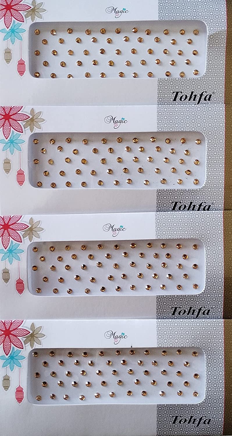 Ublic Store Fancy Golden Color Bindi Size-6 Stone Work (Pack of 4)-image-19