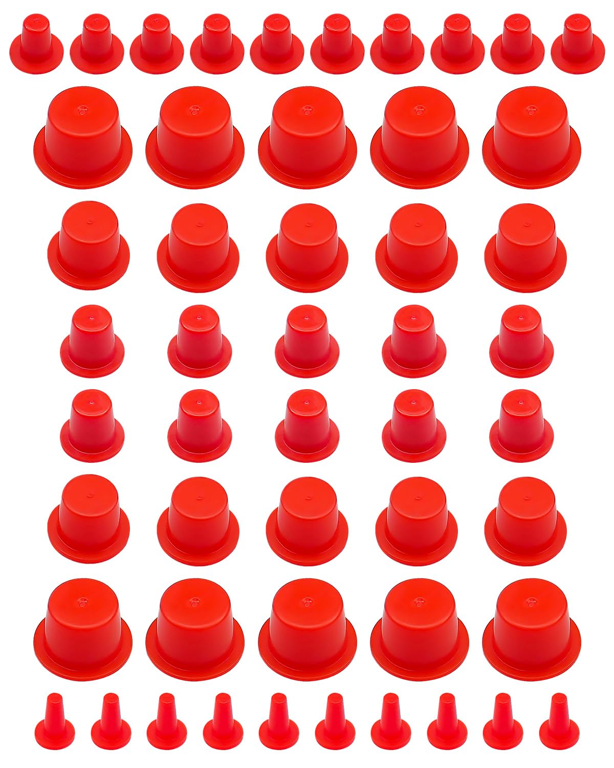 Automotive Cap Plugs Kit 0.11" to 0.53" Compatible with AutoLine Pro Autool MR CARTOOL OTC, Plastic Tapered Wide Thick Flange Hose Caps, 50 Pack