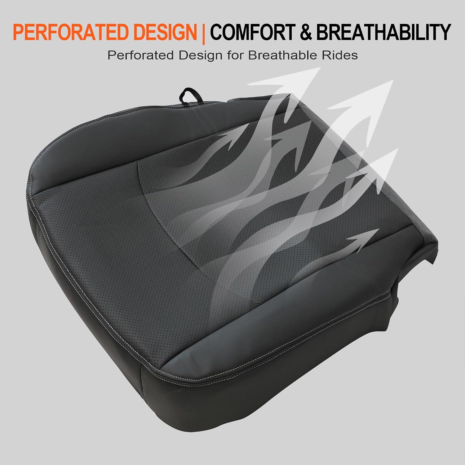 GXARTS Driver Side Bottom Lower Replacement Perforated Leather Seat Cover Dark Gray Compatible with Dodge Ram 1500 2500 3500 4500 5500 2009 2010 2011 2012
