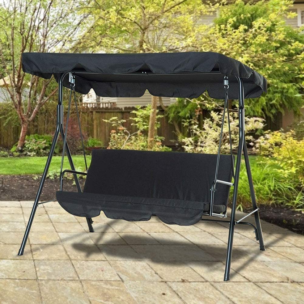 Housse de balancelle d'extérieur imperméable pour 3 personnes avec auvent en métal pour balancelle de jardin, terrasse, terrasse