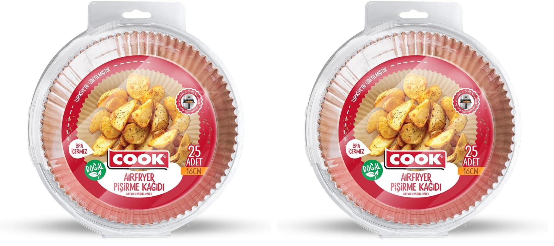 COOK Airfryer Pişirme Kağıdı Standart 16 CM x 25 Adet 2li paket