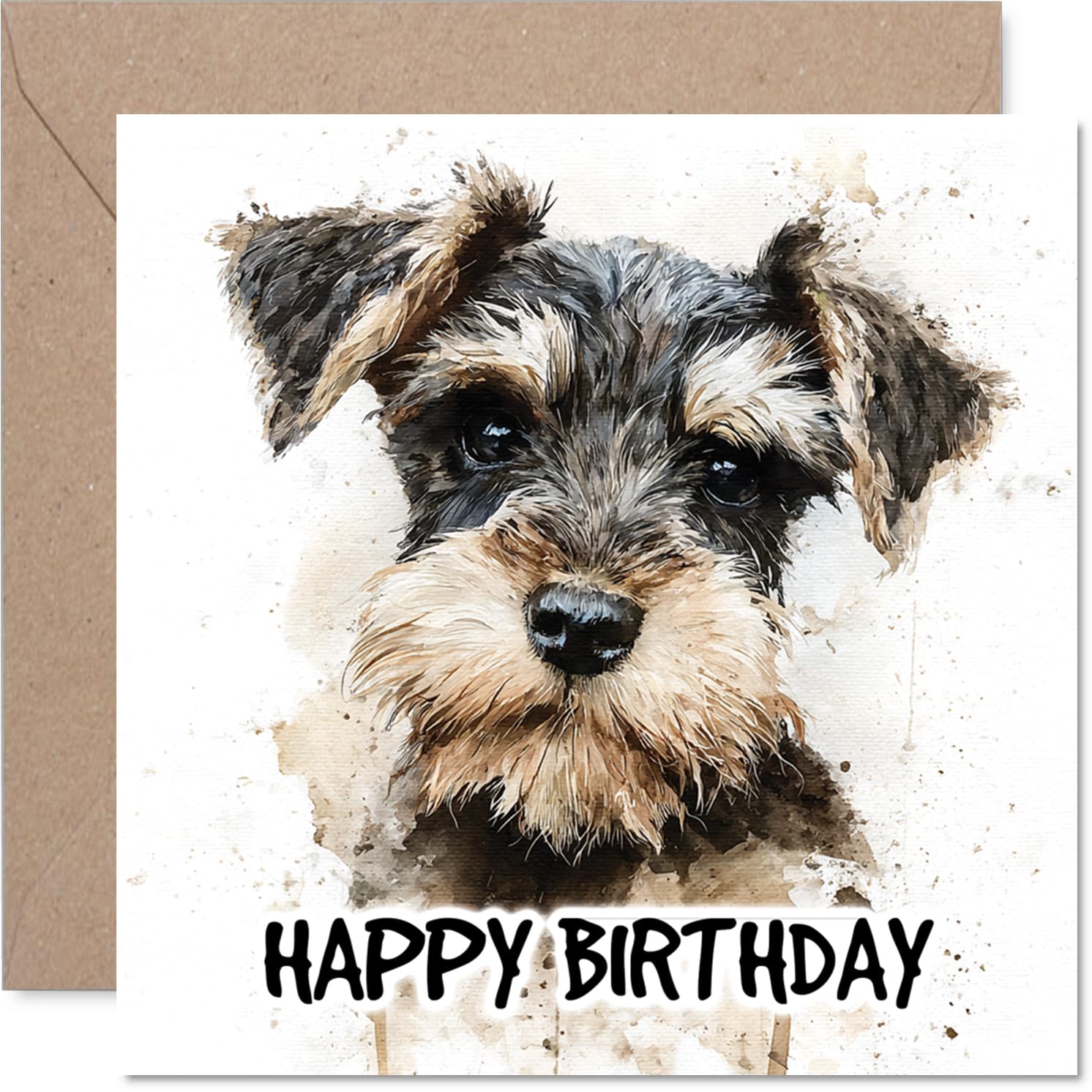 Miniature Schnauzer Birthday Card for Men Women - Dog Breeds - Happy Birthday Card for Grandma Cousin Husband Nanny, 145mm Bday Greeting Cards