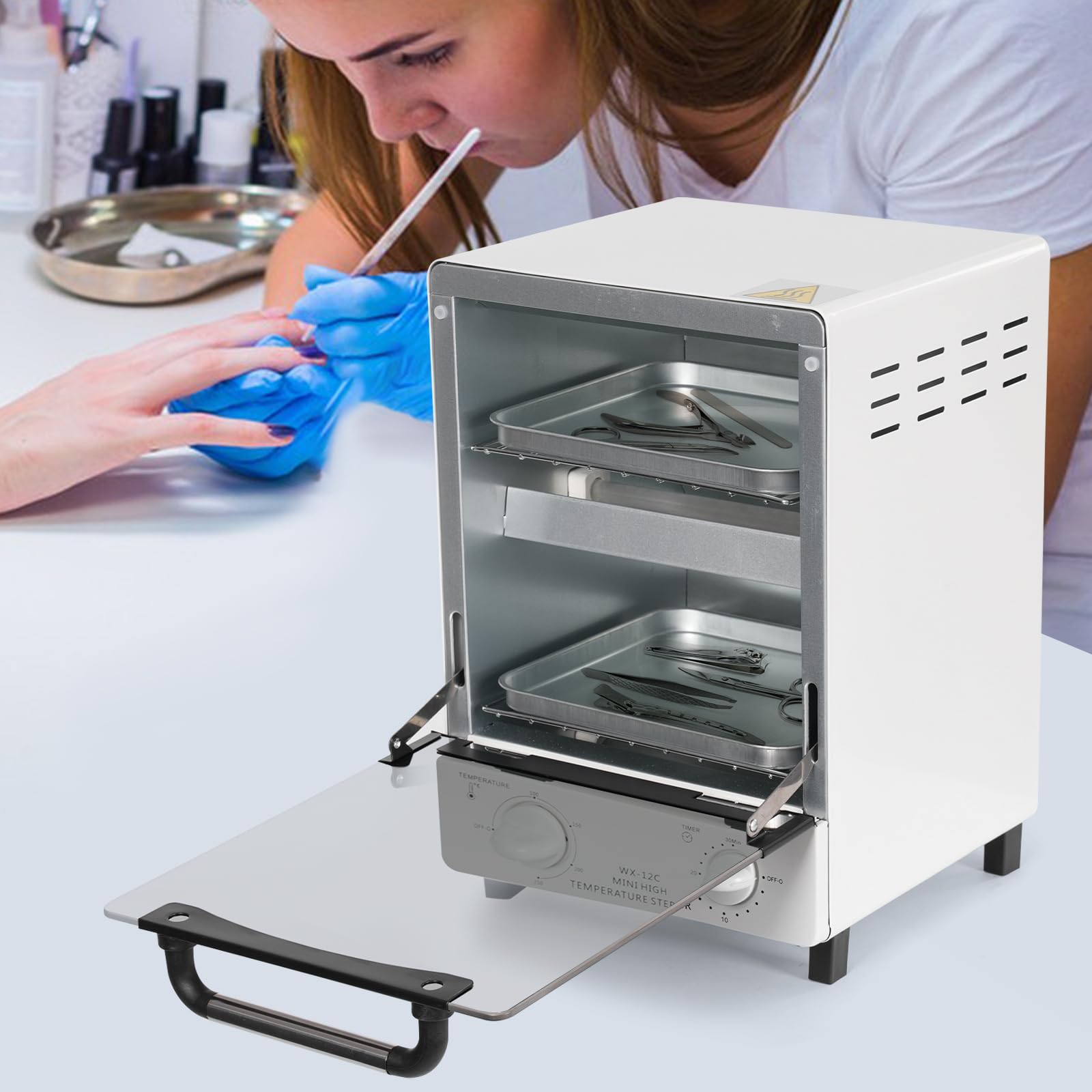 12L gran capacidad esterilizador autoclave para instrumentos, dispositivo desinfectante de alta temperatura esterilizador de calor seco con bandeja esterilizador para manicura, suministros dentales y