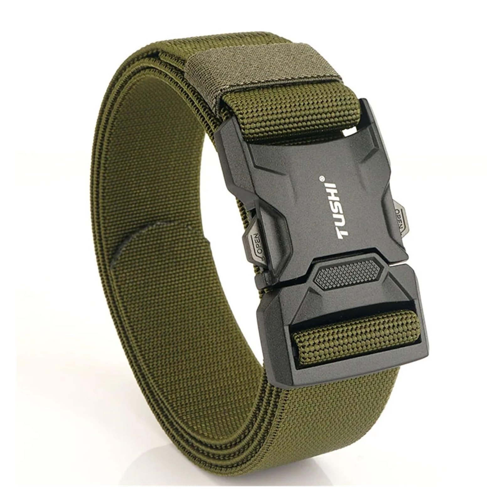 Correa de Amarre, Cinturón táctico Duradero de aleación de Aluminio con Hebilla enchufable de liberación rápida, cinturón de Vaquero for Exteriores. para Baca Bicicletas, Motocicletas(Elastic-Green)