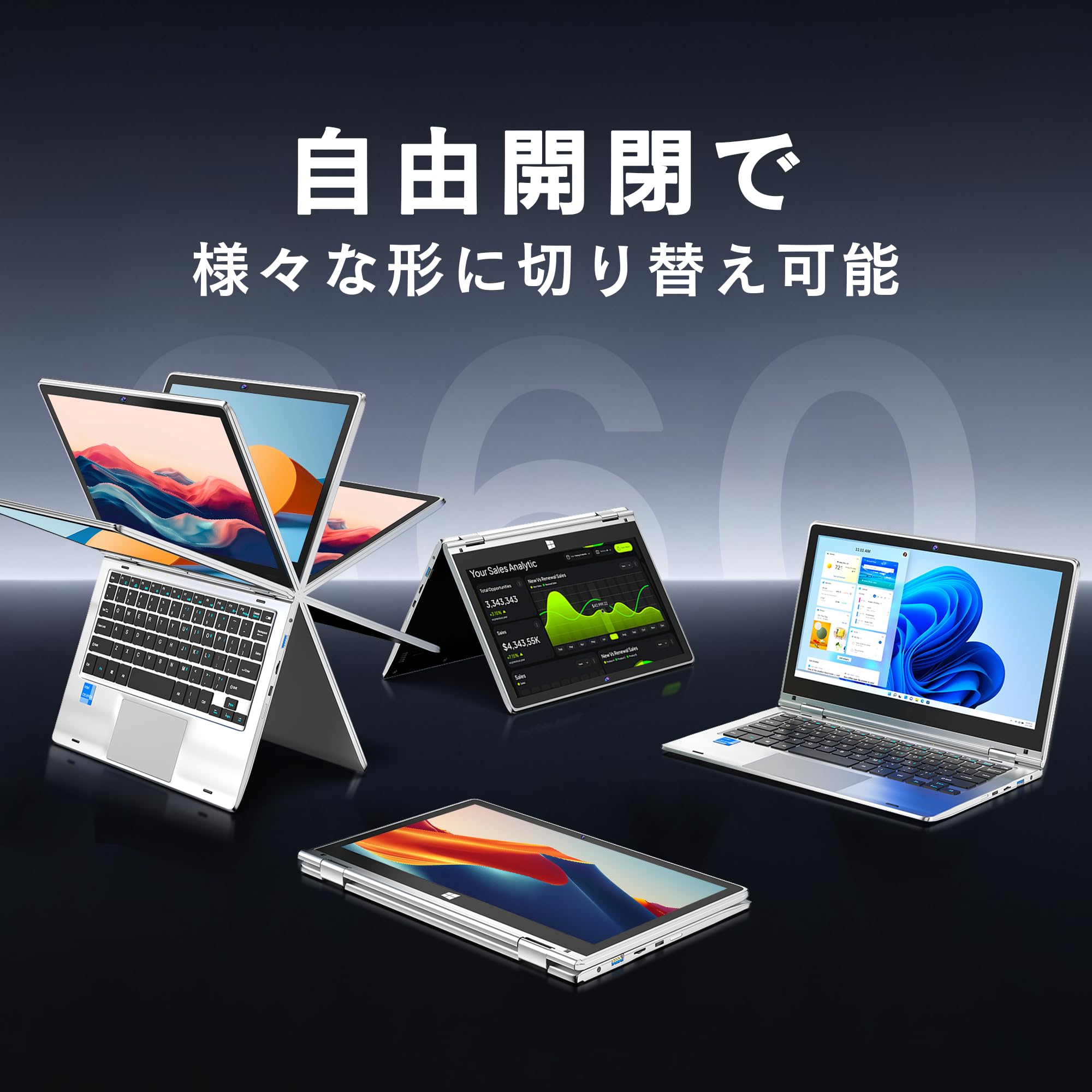 Amazon.co.jp: Dobios ノートパソコン 2in1 タッチスクリーン 360°回転