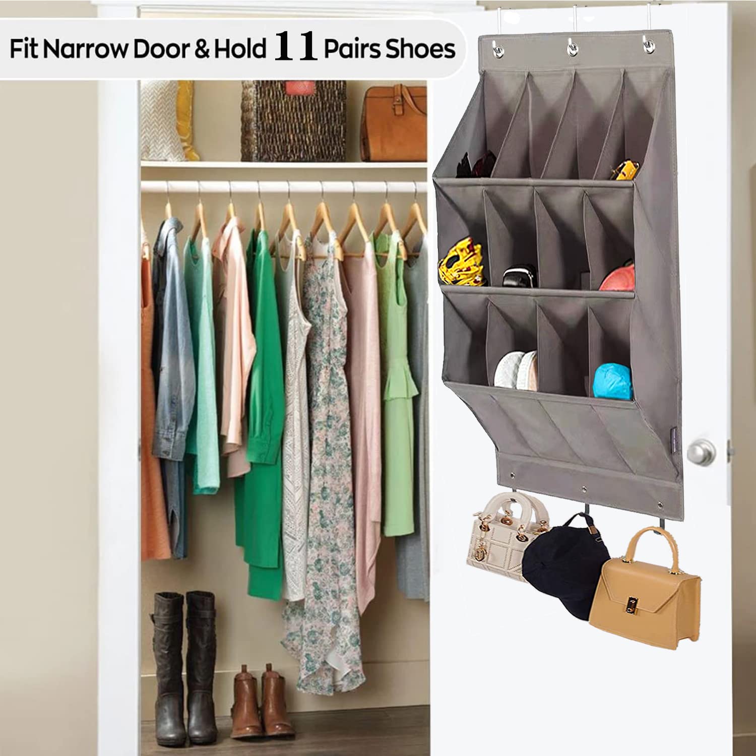 Organizer per Scarpe Sopra La Porta(1 Confezione),Vari Scomparti con Portascarpe a 6 Ganci per Scarpe,Portascarpe Salvaspazio,per Vestiti, La Casa, Sacco,Accessori (Grande)