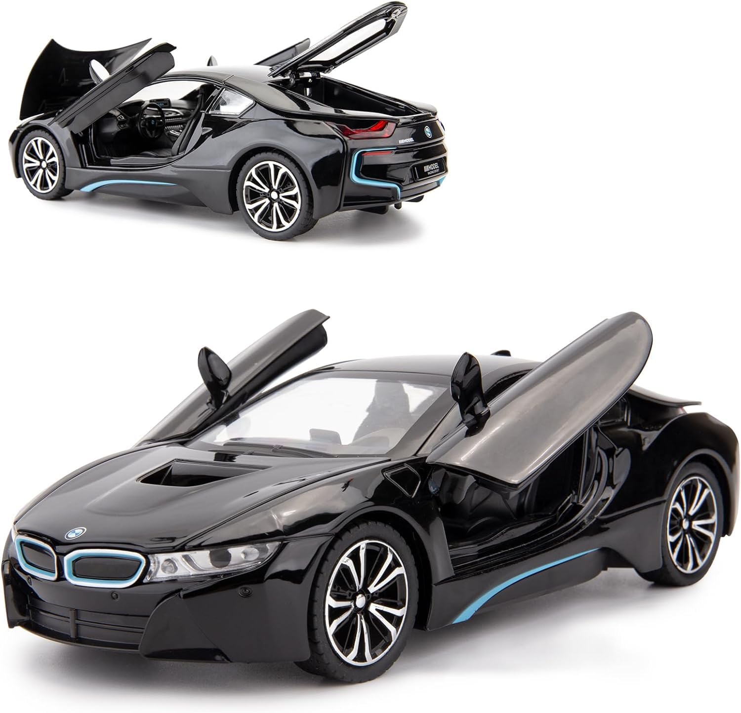 VBE 1:32 Diecast Model Alloy BMW i8 Alloy Metal Pull Back with 6 Openable Doors & Sound Light Auto Toy car for Kids Best Gift Toys for Kids Boys?Colors as Per Stock?