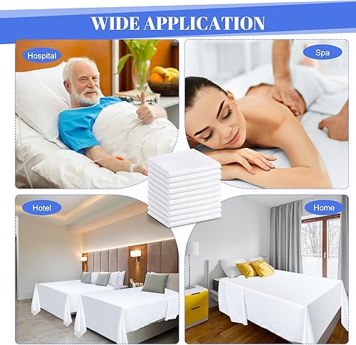Miniatura 6 de Preboun 20 sábanas encimeras blancas a granel tamaño individual de microfibra suave, fácil cuidado para el hogar, salones, hoteles, hospitales,