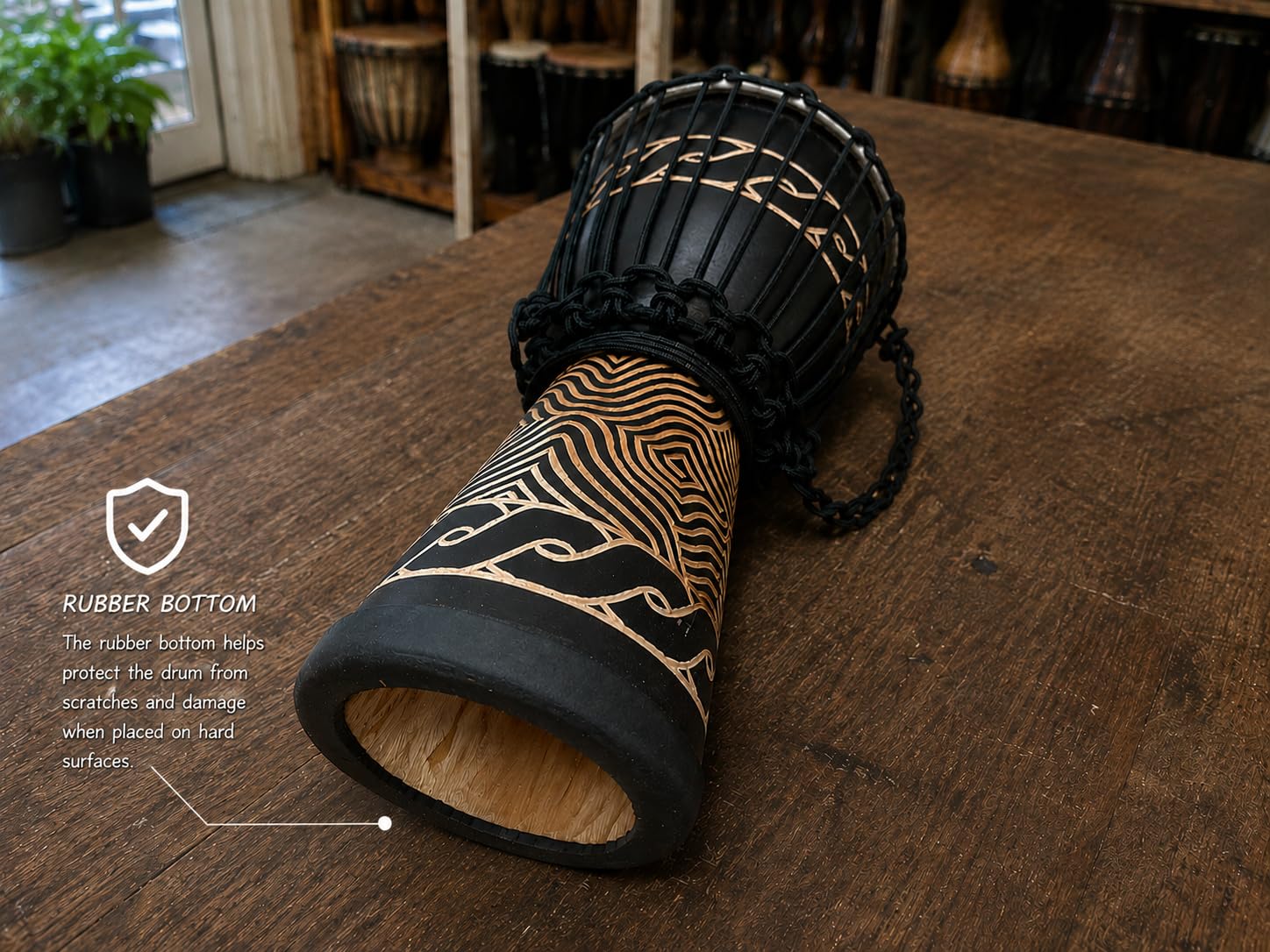 Djembe estándar linecarv, 16 cm de alto, 8 "Cabeza, nk047