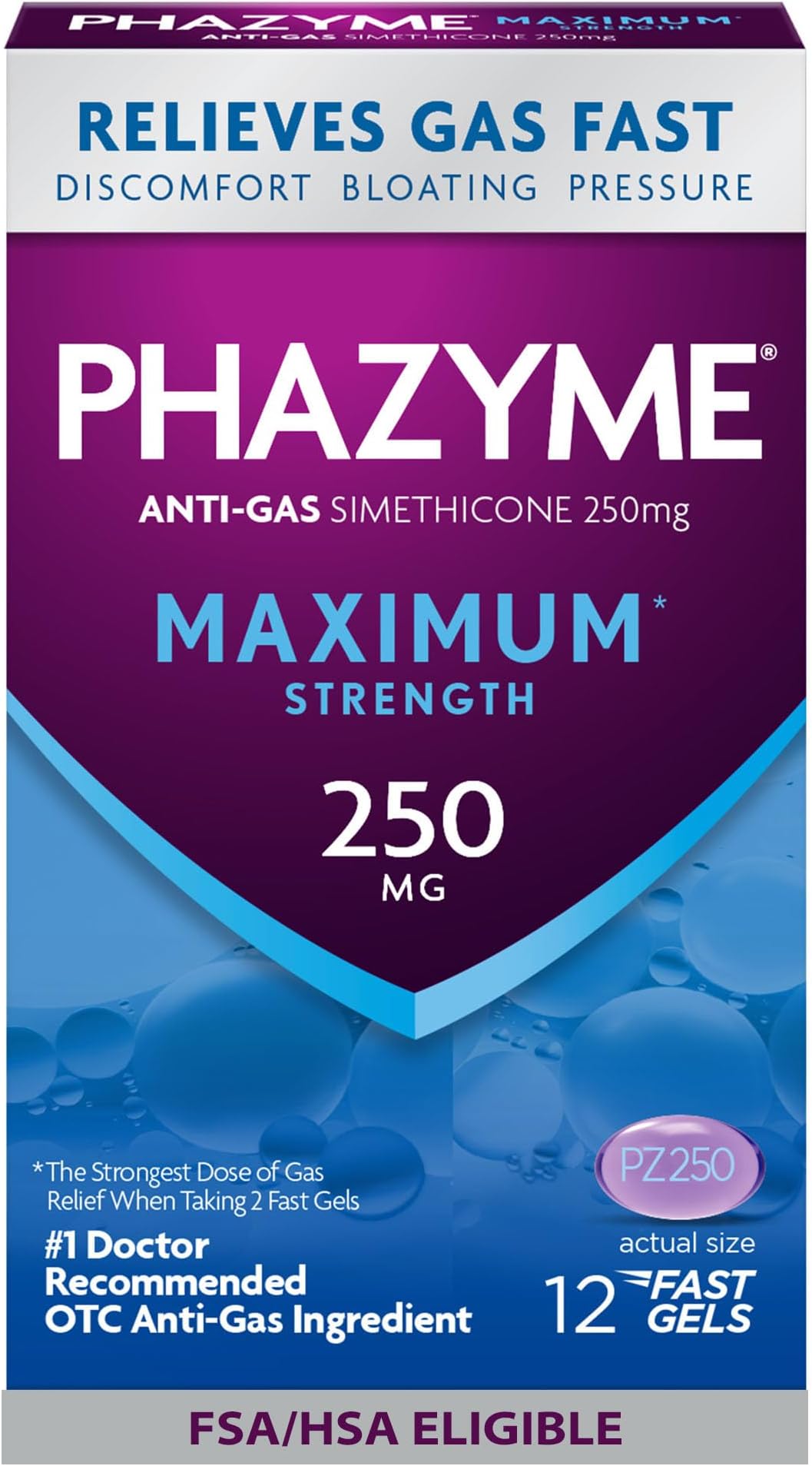 Phazyme Maximum Strength Gas And Bloating Relief Mg Simethicone Fast Gels 12 Count Na