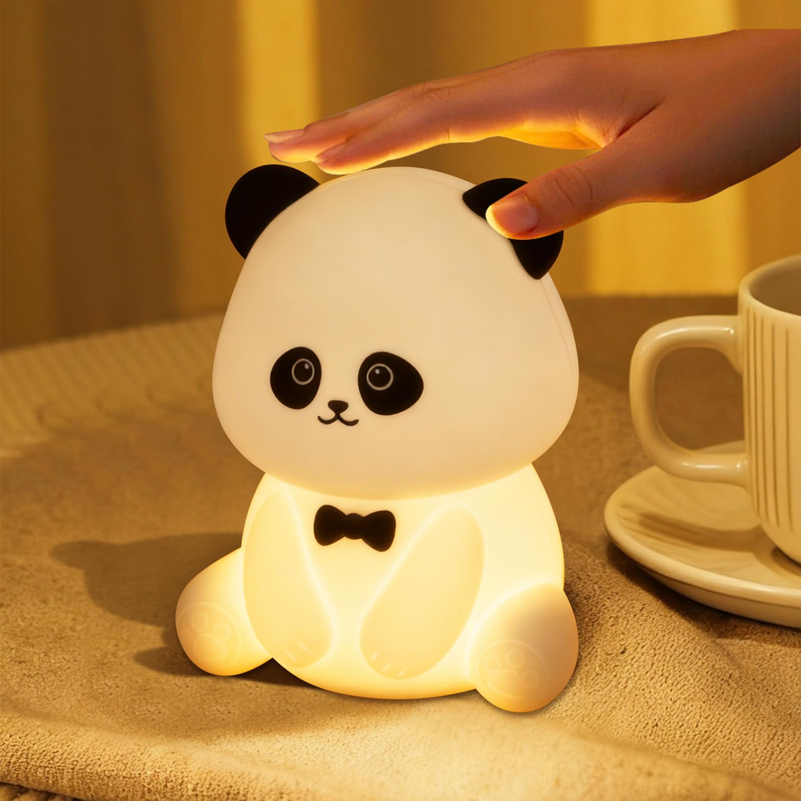 Cecombine Men's Panda Baby Night Light, Led Cute Animal Lamp, Dimmable Kids Bedside Lamp, 30-Min Timer Touch Night Lamp, Suitable For Boys Girls Bedroom Accessories, Living Room, Birthday Gift, Nursery Room Decor