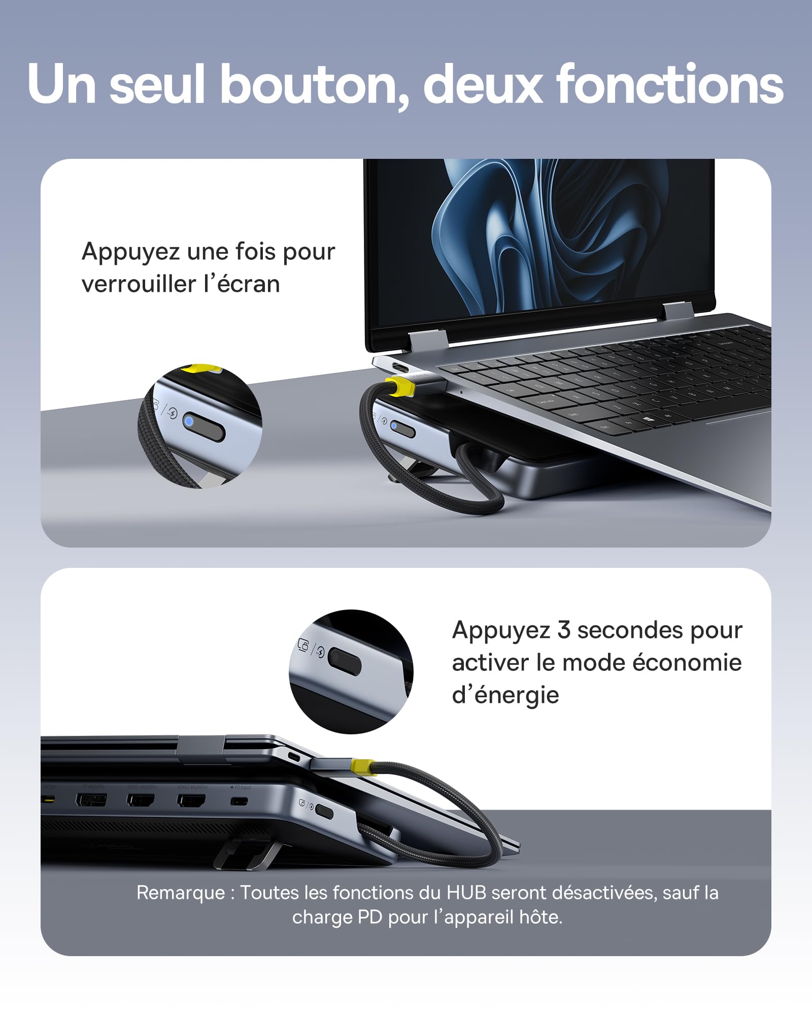Baseus Station d'accueil pour Ordinateur Portable, 12 en 1, HUB Triple écran 4K, HDMI/DP, 10 Gbit/s USB A/C, Transfert de données Rapide, PD100W, Ethernet, TF/SD, Station d'accueil USB C avec Windows