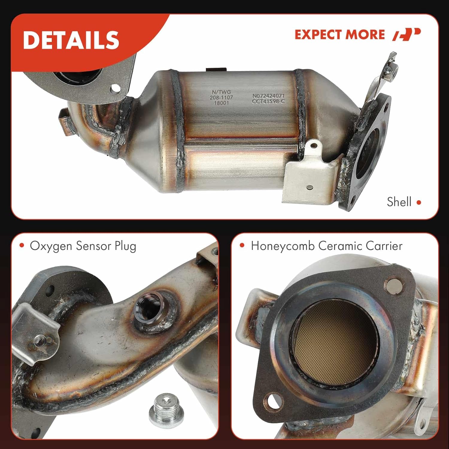 A-Premium Front Catalytic Converter with Gasket Kit Direct-Fit Compatible with Toyota Highlander 2017-2022, Sienna 2017-2020 & Lexus RX350 2016-2022, RX350L, RX450h, RX450hL, 3.5L, E.P.A. Compliant