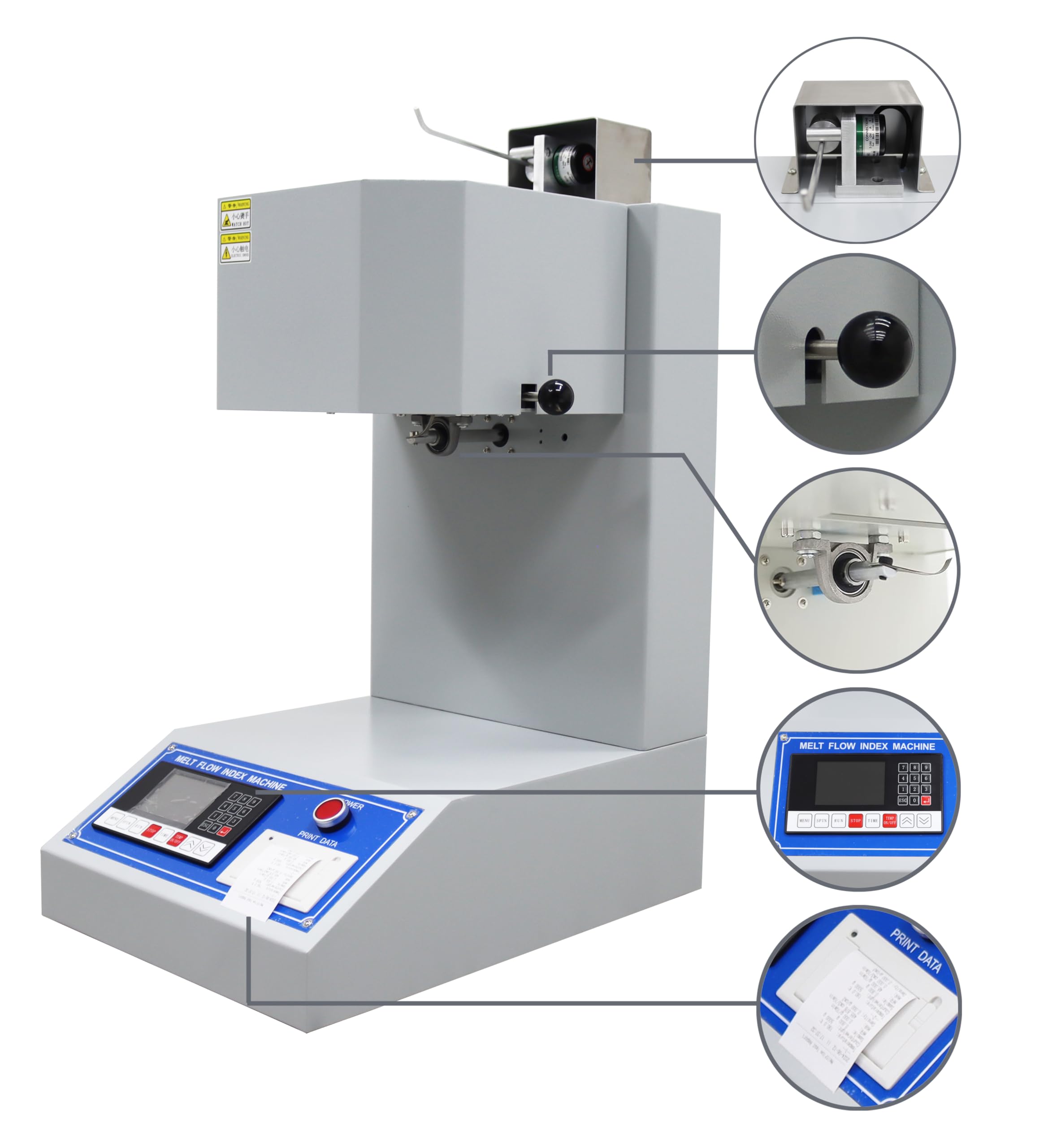 TECHTONGDA Melt Flow Rate Tester MFR MVR Tester Indexer Flow Rate Meter for Plastic with LCD Display and Printer