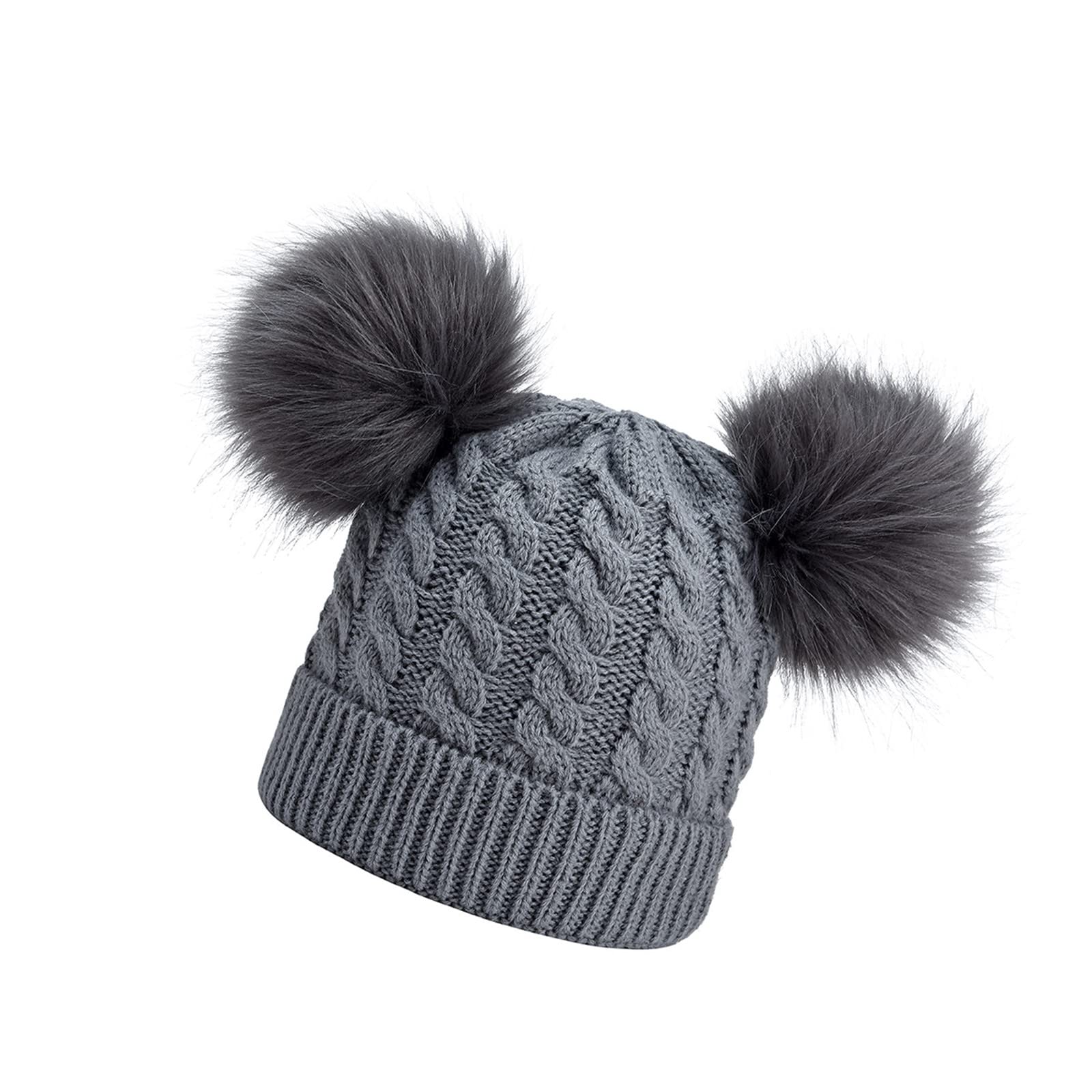 Zimowa Ciepła Czapka Maluch Czapka Zimowa Dziecięca Czapka Z Dzianiny Czapka Z Podszewką Futro Chłopcy Czapki Bawełniane Czapka Zimowa Dzieci/Gray/One Size