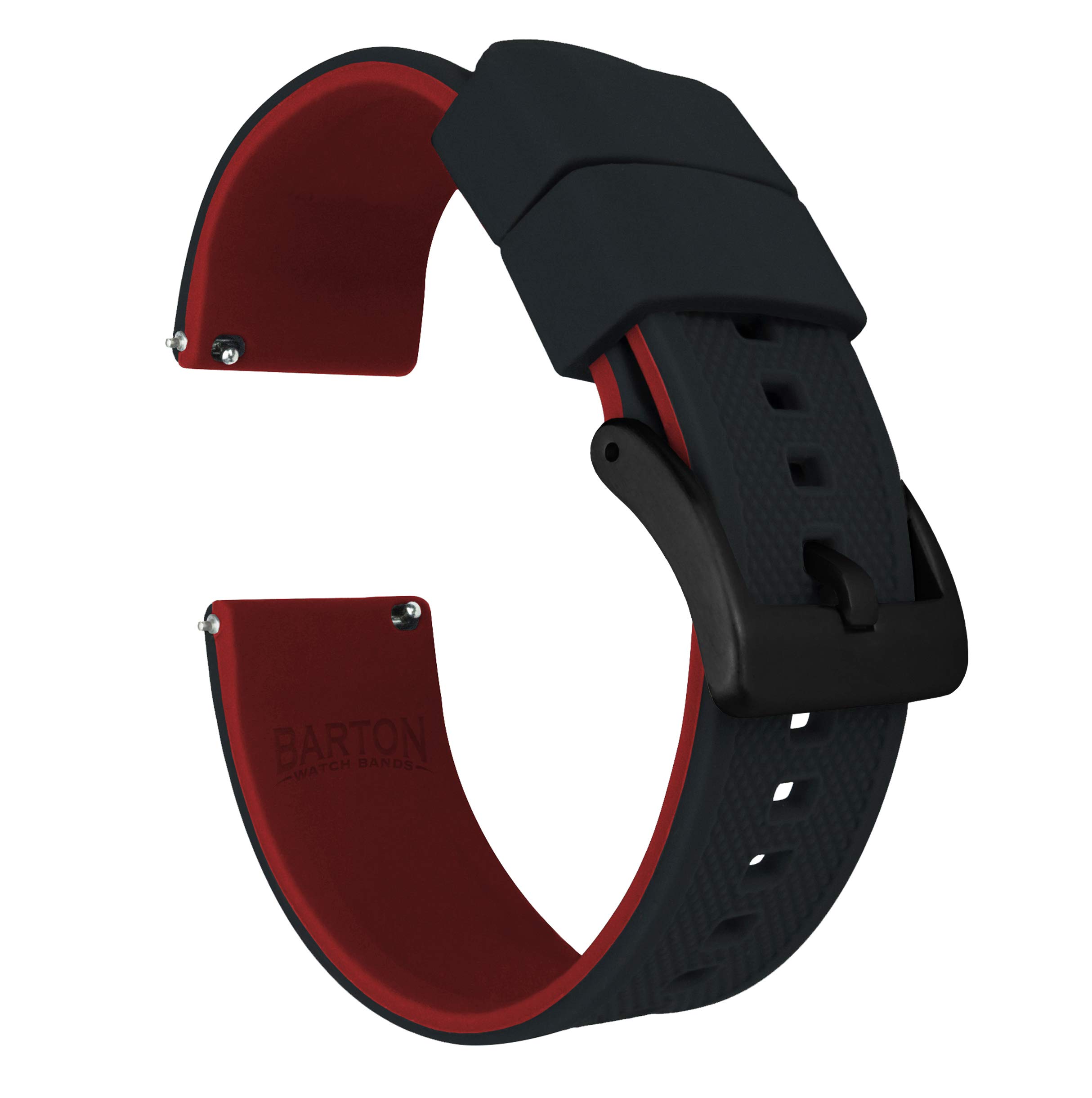 Barton Elite Silicone Watch Bands - Quick Release - Choose Color - 18mm, 19mm, 20mm, 21mm, 22mm, 23mm & 24mm Watch Straps (Stainless & Black Buckle Available) — view 7