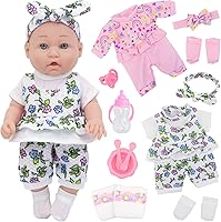 ECOREFUN 12 Inch Reborn Baby Doll Playset with 16 PCS Accessories - Lifelike Vinyl Doll, Outfits, Diapers, Feeding Bottle for Girls 3+