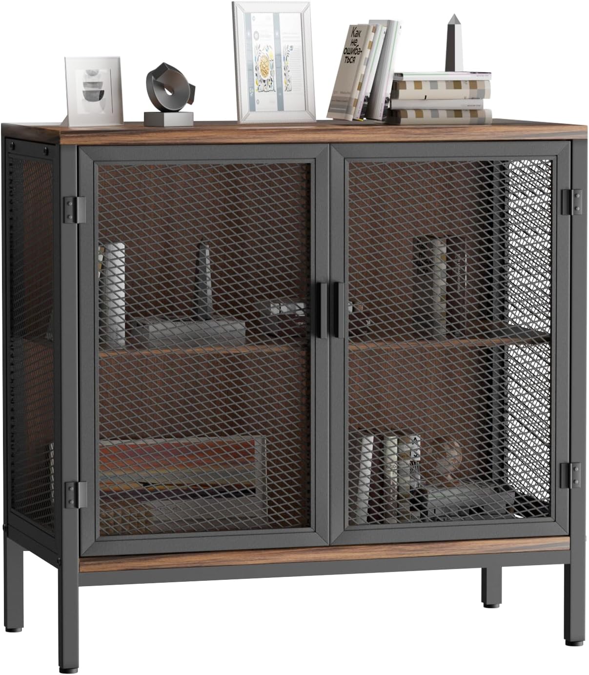 Soywey Storage Sideboard,Small Home Wine Cabinet Bar for Liquor and Wine, Coffee Bar Cabinet with Storage, Farmhouse Dining Sideboard for Kitchen and Dining Room (31.4 Inch, Rustic Brown)