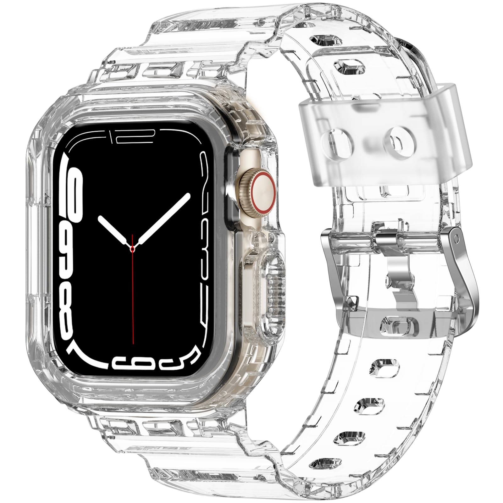 IMIVIO Compatible with Apple Watch Band 40mm 38mm 41mm 42mm 44mm 45mm 46mm 49mm, Crystals Clear Wristband with Bumper Case for iWatch Ultra 2/1 Series