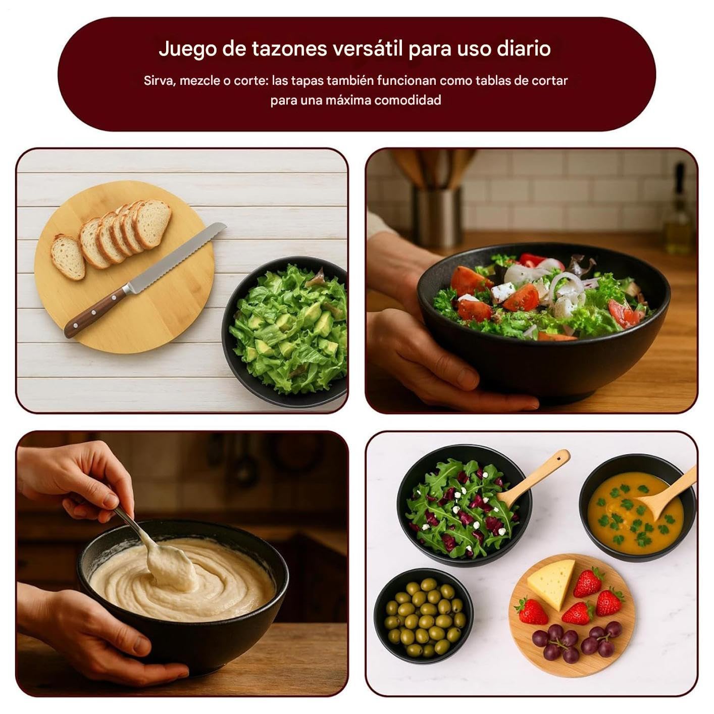 Bol Para Ensalada Con Tapa Preparación Almacenamiento Servicio