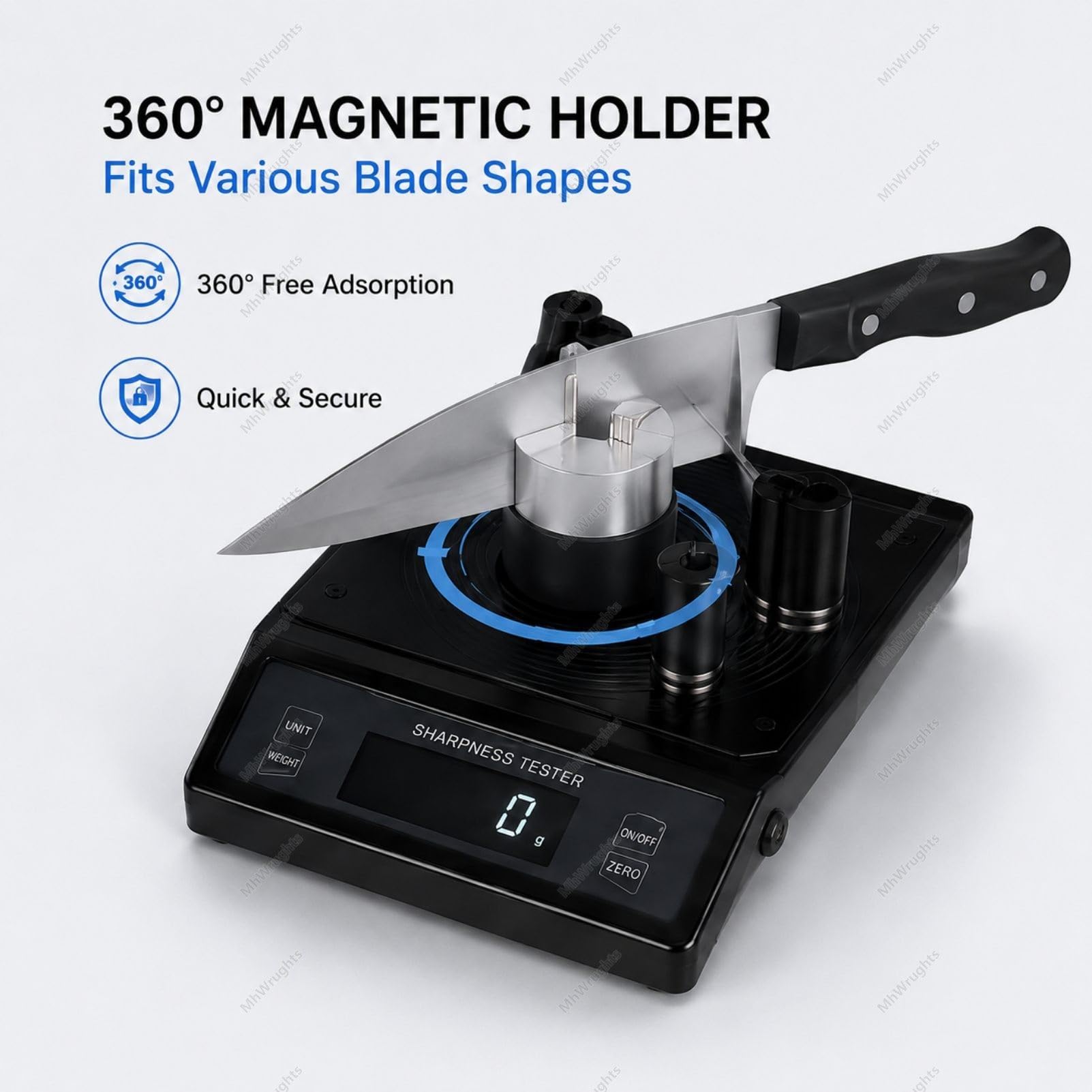 Tester per l'affilatura dei coltelli, misuratore di affilatura della Lama con opzioni di risoluzione 0,1 g/1 g/5 g, capacità di misurazione da 1 a 3 kg, Supporto Magnetico a 360° 5g