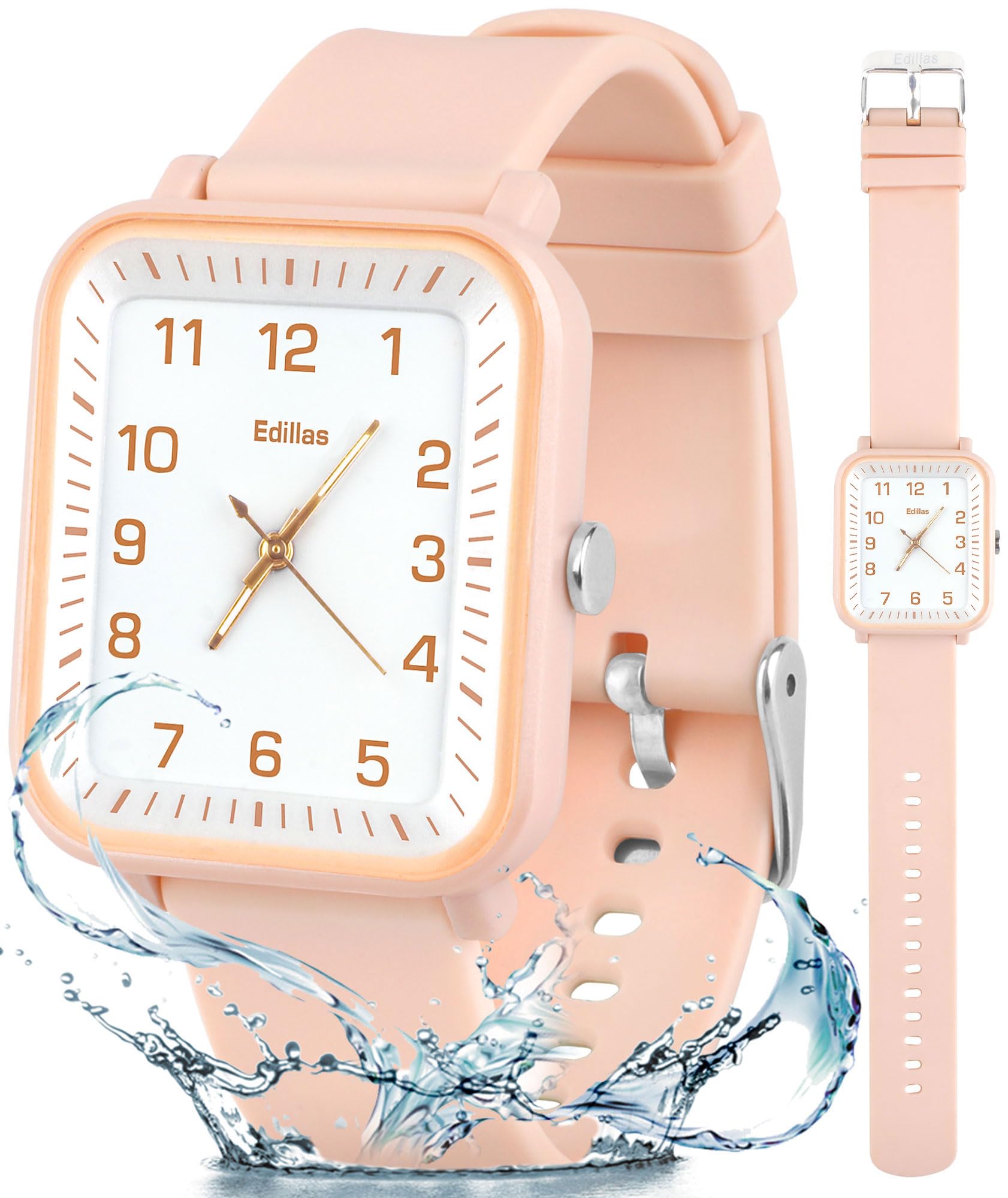 Edillas Kids Teens Watch Analog Girls Boys, 50M Waterproof Stylish Wristwatches for Children, Students Teens with Soft Silicone Strap for Over 8 Years Old