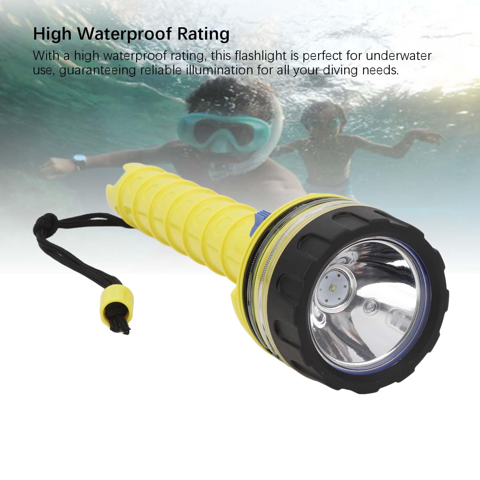 Torcia subacquea Impermeabile LED Torcia sommergibile Ultra luminosa Antiscivolo Torcia subacquea per immersioni Campeggio Avventure notturne Giallo