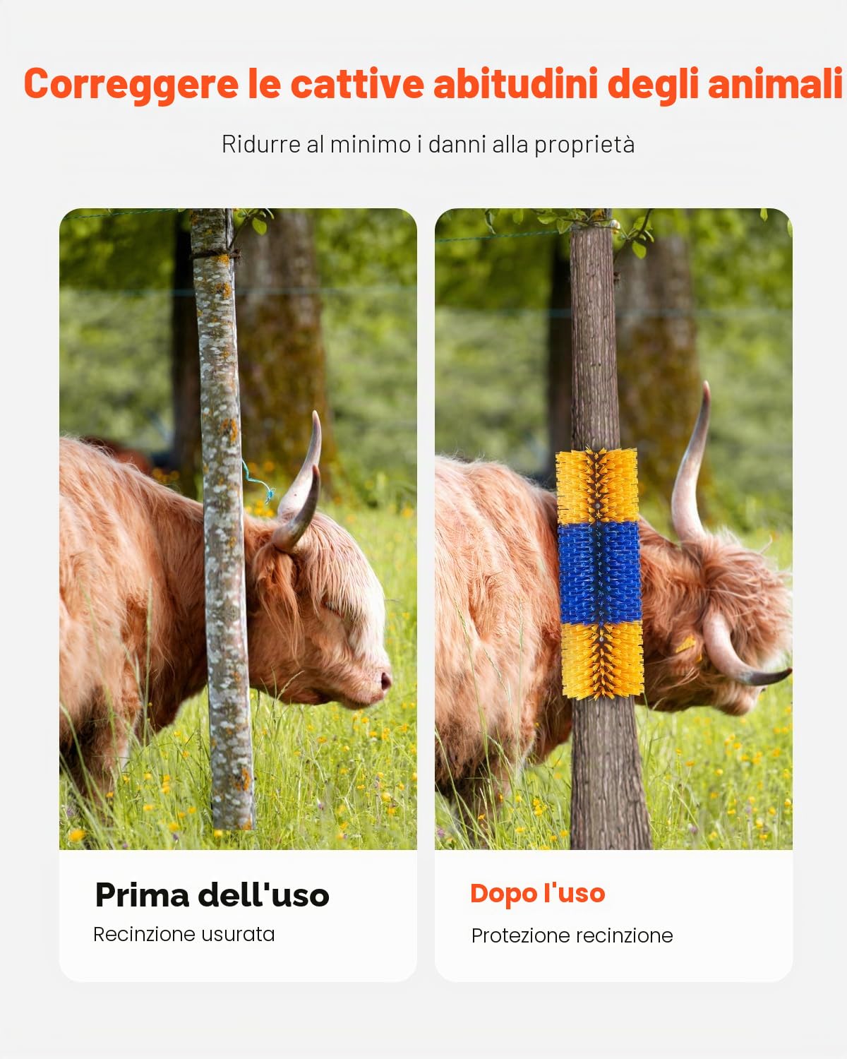 VEVOR Spazzola per Tiragraffi per Bestiame da 6 Pezzi, 51 x 19 cm Spazzola per Cavalli con 12 Viti, Tiragraffi per mucche, per Alleviare Prurito alla Schiena, Mantenere Pulizia, per Cavalli, Maiali