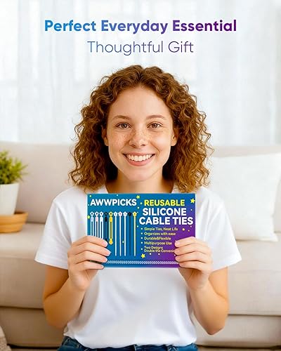 Miniatura 7 de Paquete de 52 bridas de silicona reutilizables, con diseño de estrella en 2 estilos, organización de cables duraderos y elásticos para el hogar,