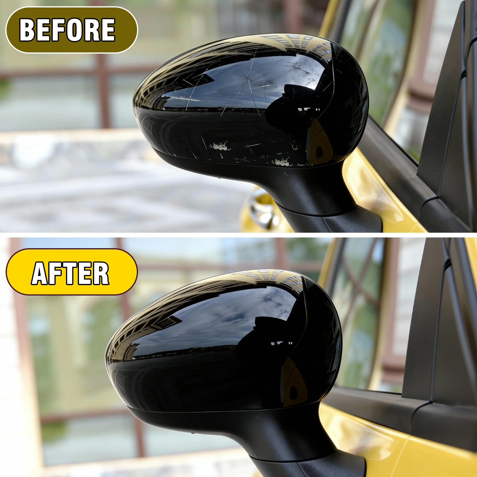 TTCR-II 2PCS Compatible con Carcasa Retrovisor Fiat 500/500C/500E/Abarth 500 2007-2024/Grande Punto 2005-2018, Fiat 500 Espejo Retrovisor Izquierdo+Derecha Grande Punto Espejo Tapa Reemplazo-Negro