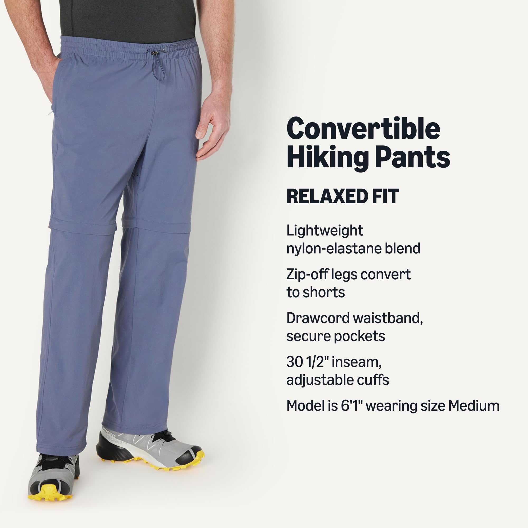 Amazon Essentials Pantalon de Randonnée Convertible à Jambes Zippées Amovibles avec Protection contre l'Humidité Homme